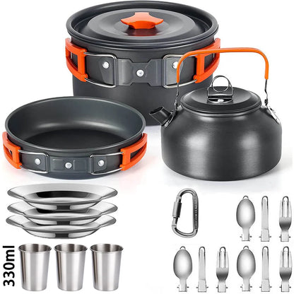 Camping Cooking Set Camping Cookware Travel Tableware Outdoor Picnic Set Teapot for 2-3 Peaple Non-Stick Pots Assorted Sets